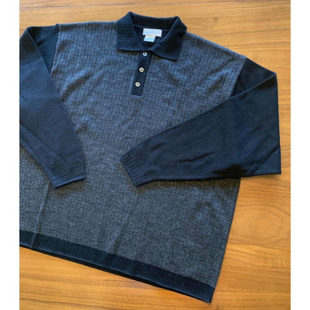 Vintage Norm Thompson Polo Collar Sweater Mens XL Made Italy Wool Acrylic 80s 90